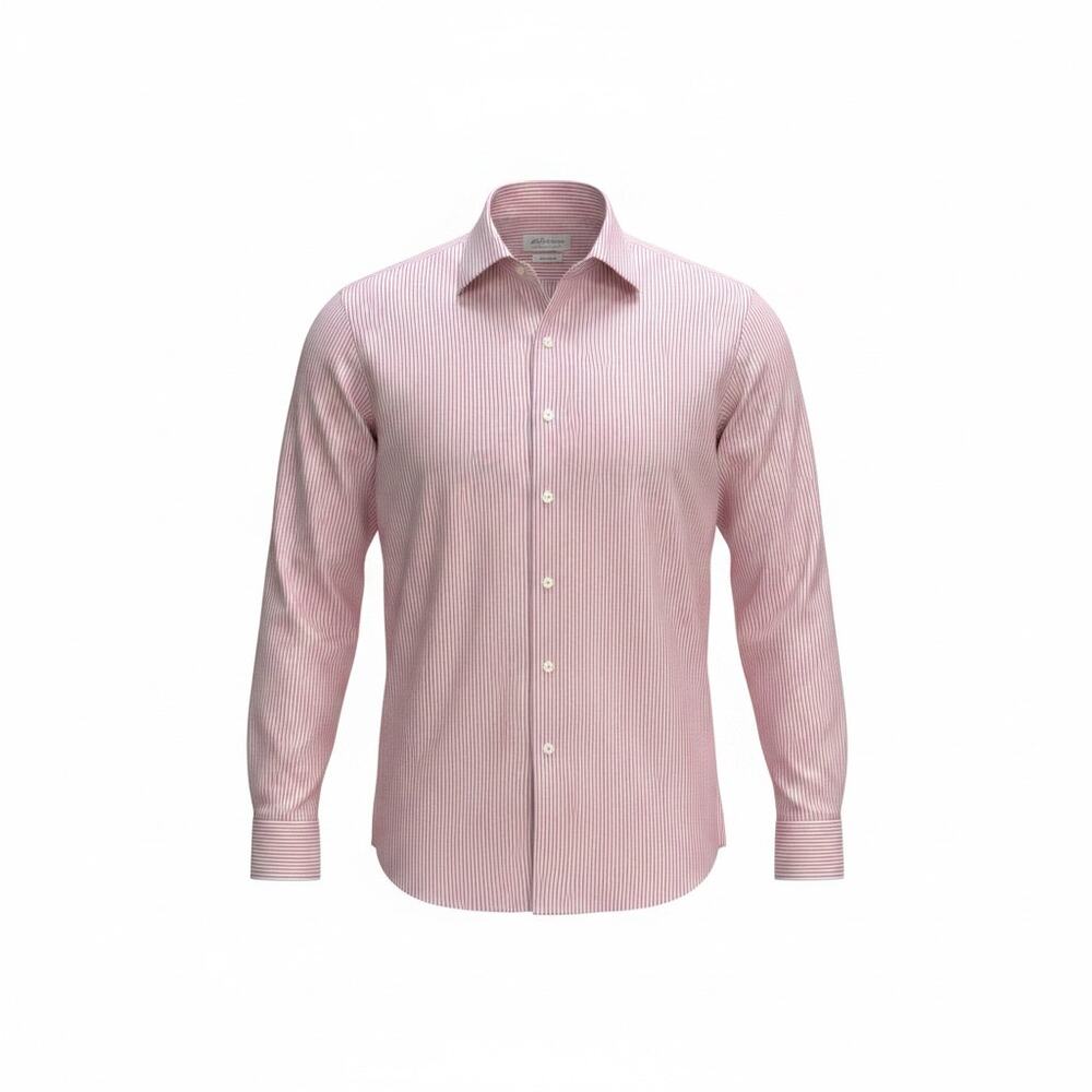 Brooks Brothers Milano Non-Iron Dress Shirt | Pink Stripe | 17-36 | Supima